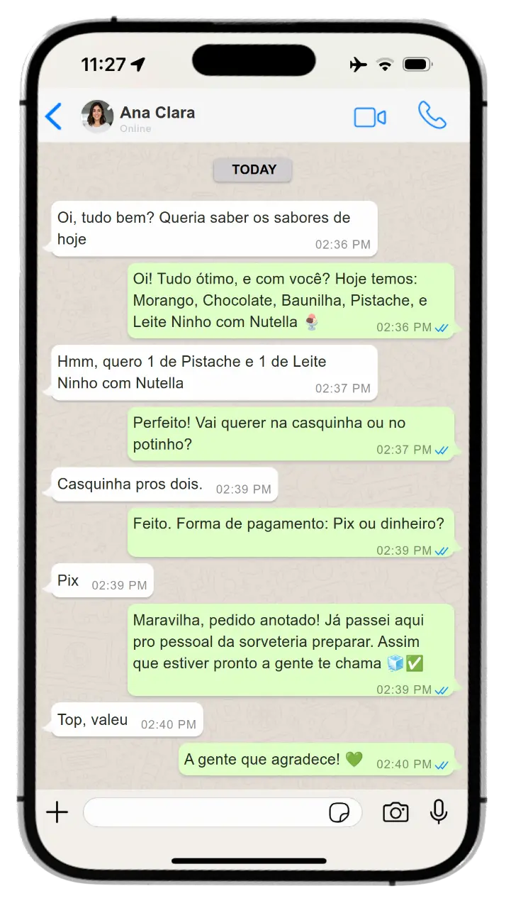 Demonstração do Agente DoZap em um smartphone